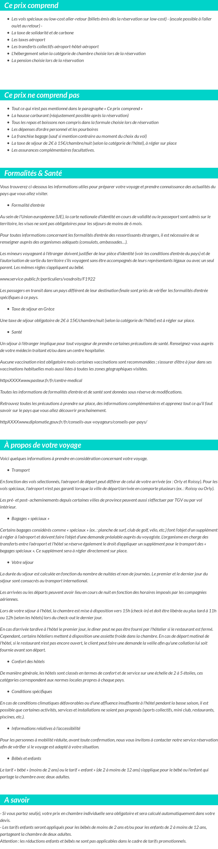 Conditions tarifaires