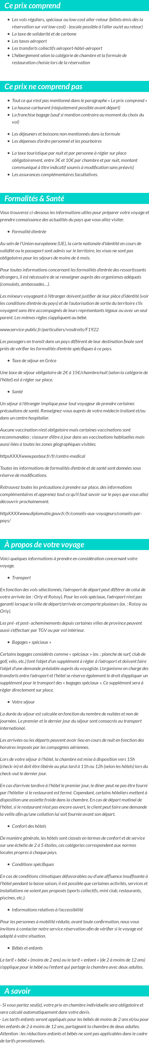 Conditions tarifaires