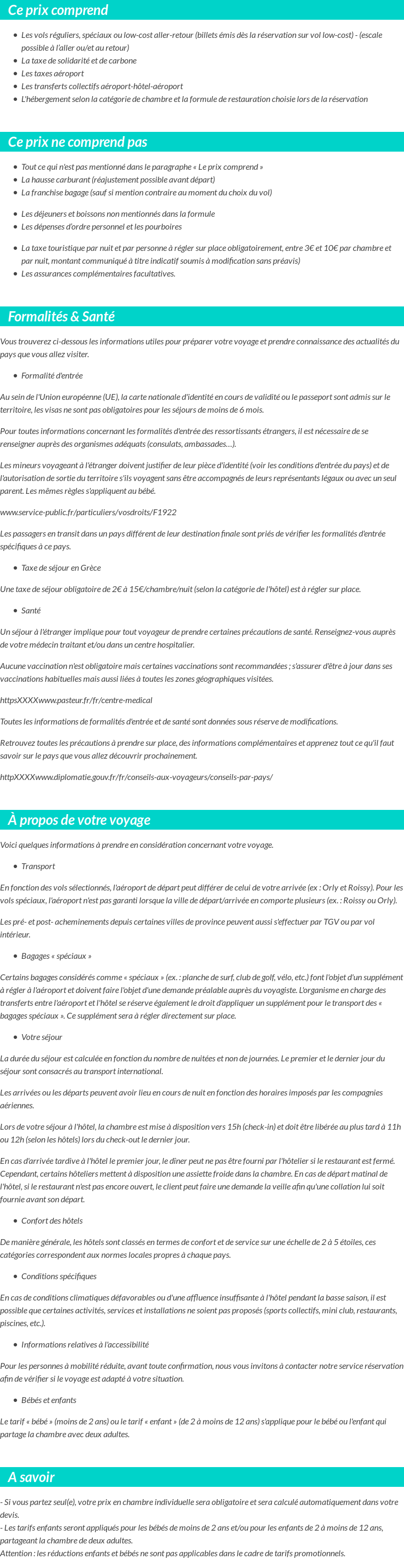 Conditions tarifaires