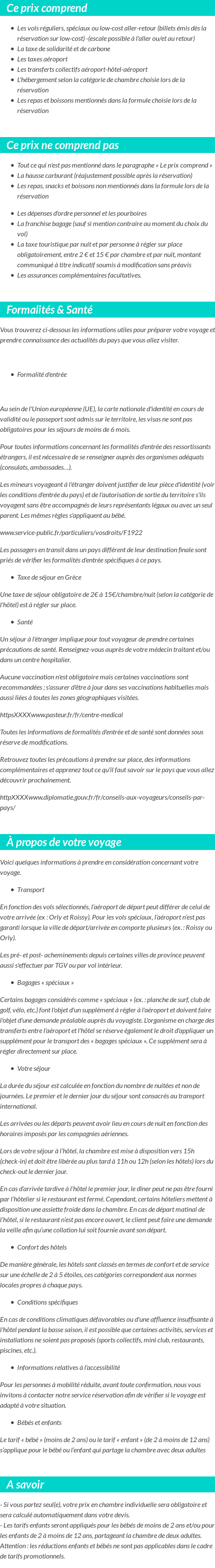 Conditions tarifaires