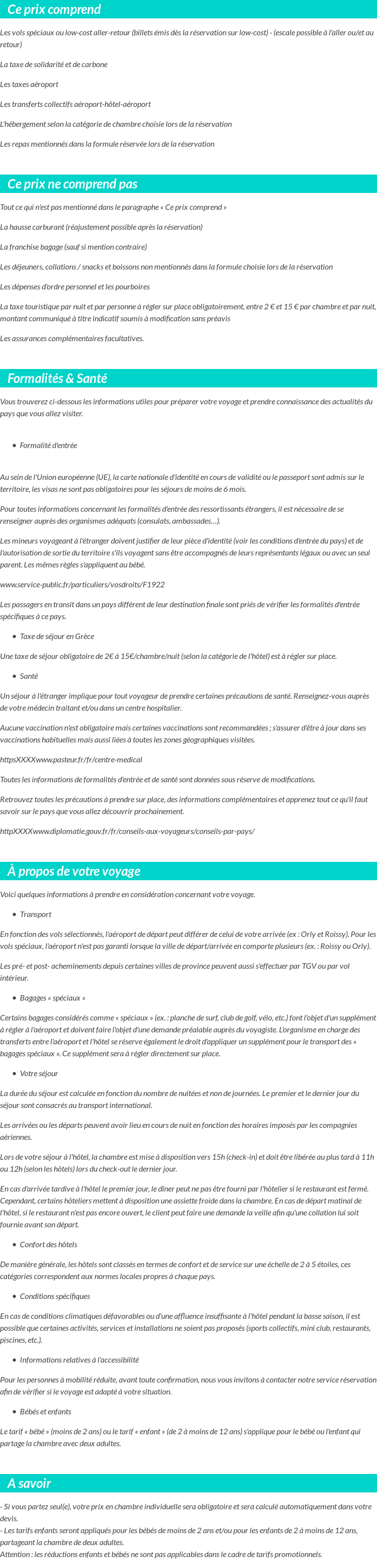 Conditions tarifaires