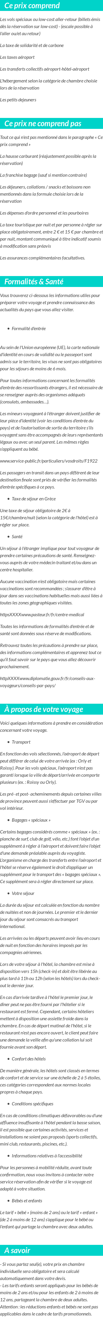 Conditions tarifaires