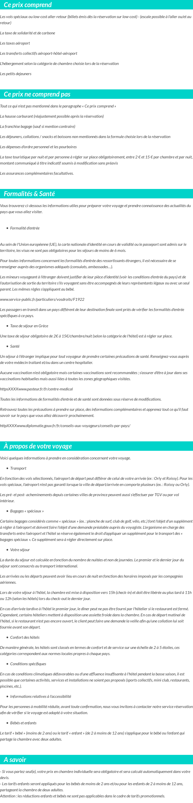 Conditions tarifaires