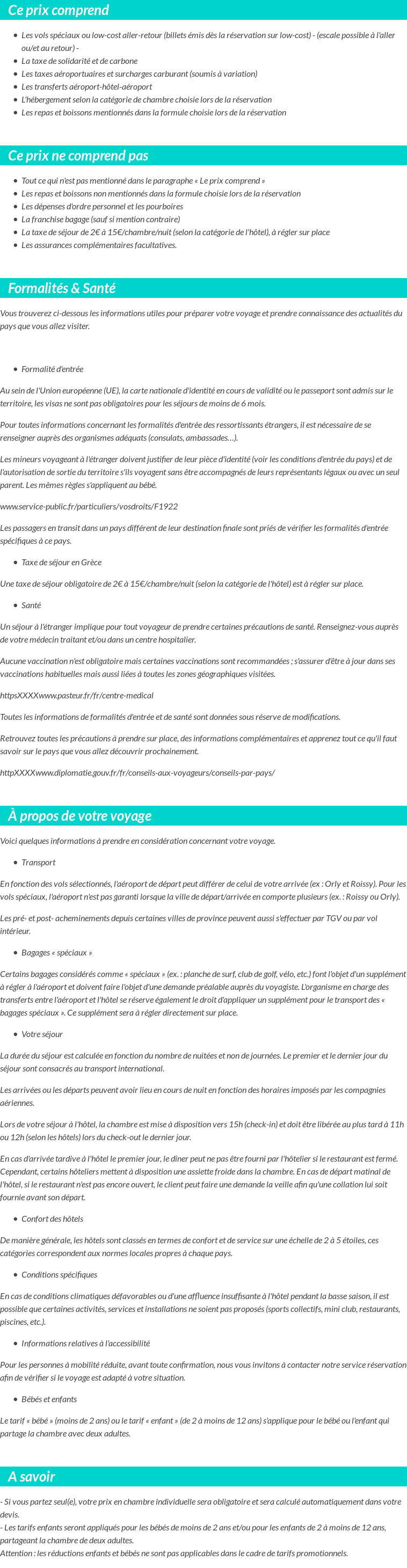 Conditions tarifaires