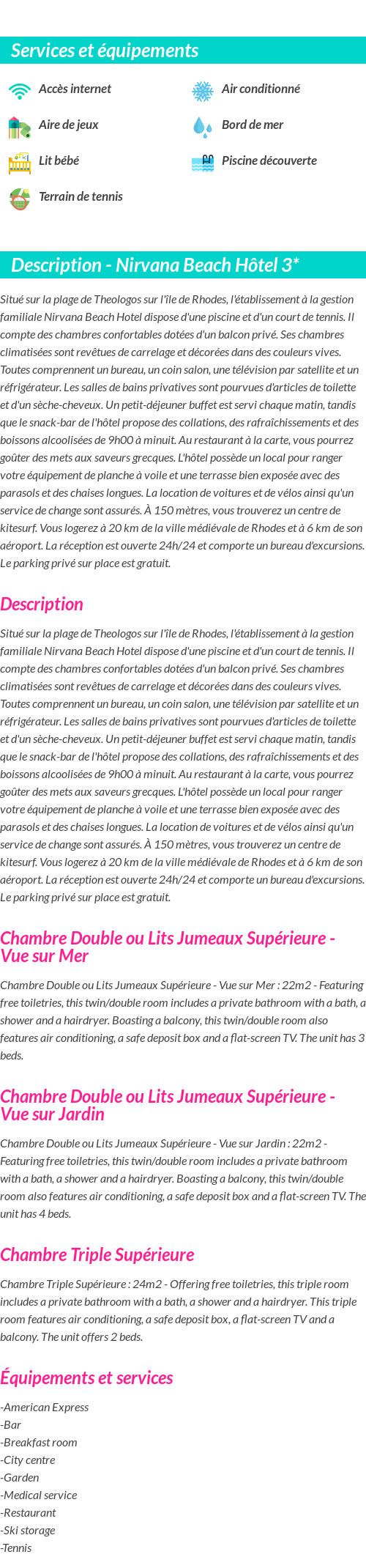 Détails du séjour