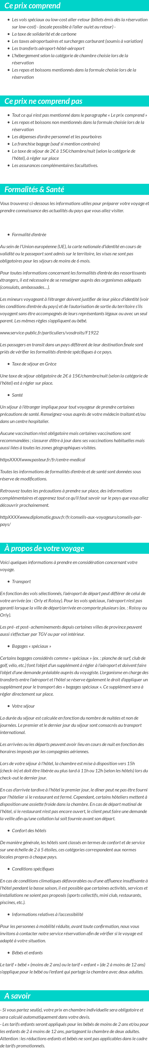 Conditions tarifaires