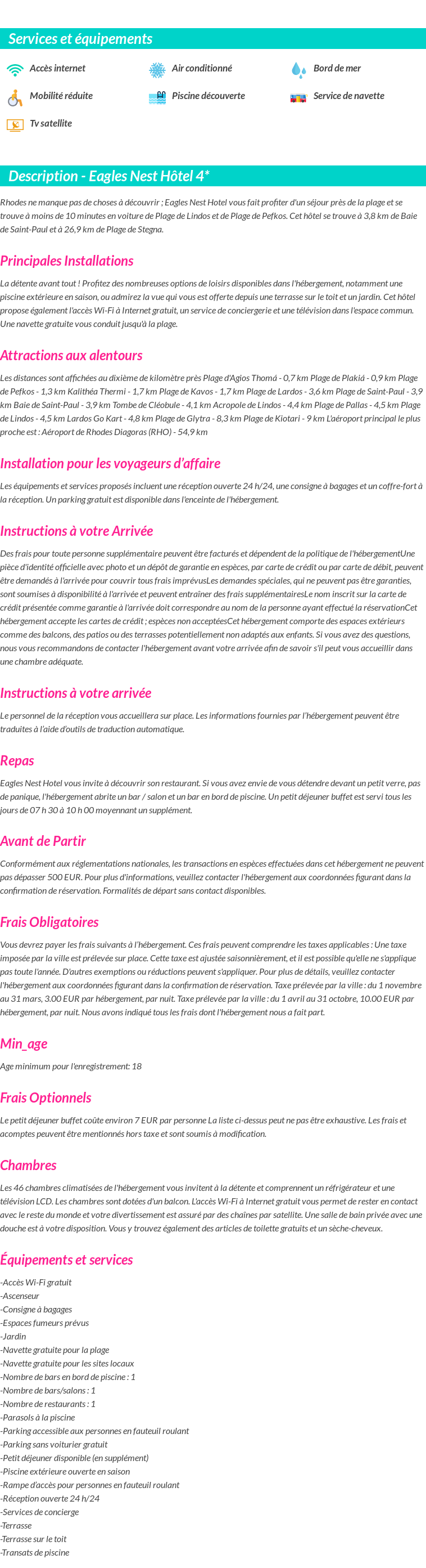 Détails du séjour