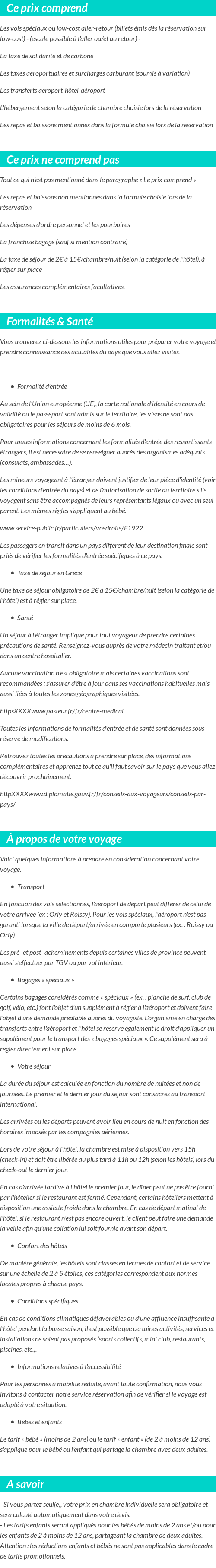 Conditions tarifaires