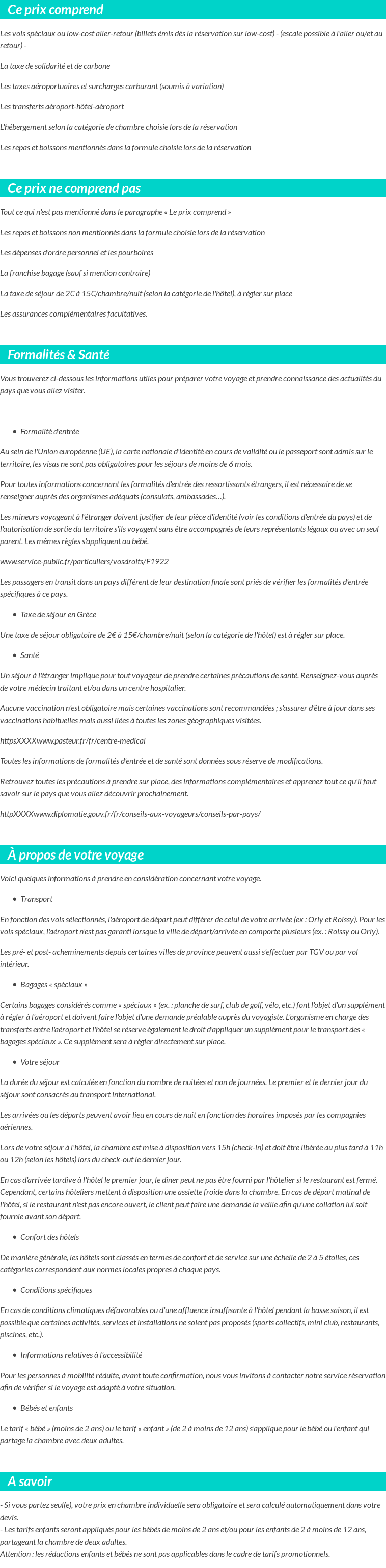 Conditions tarifaires
