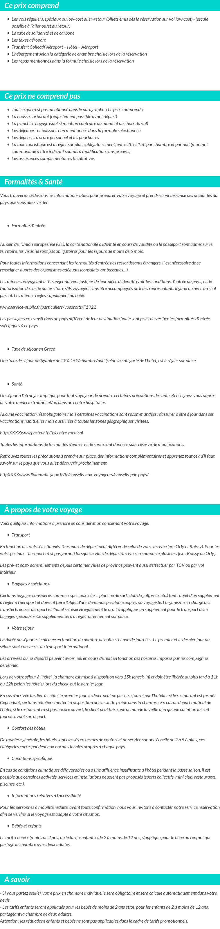 Conditions tarifaires