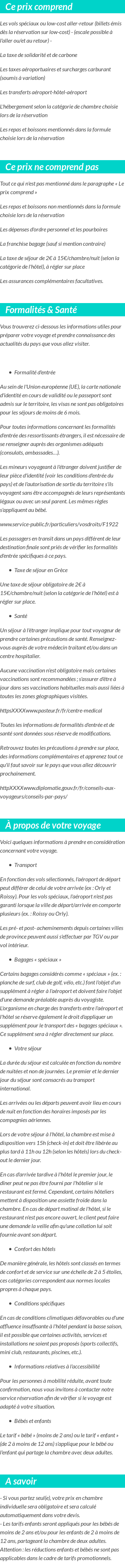 Conditions tarifaires