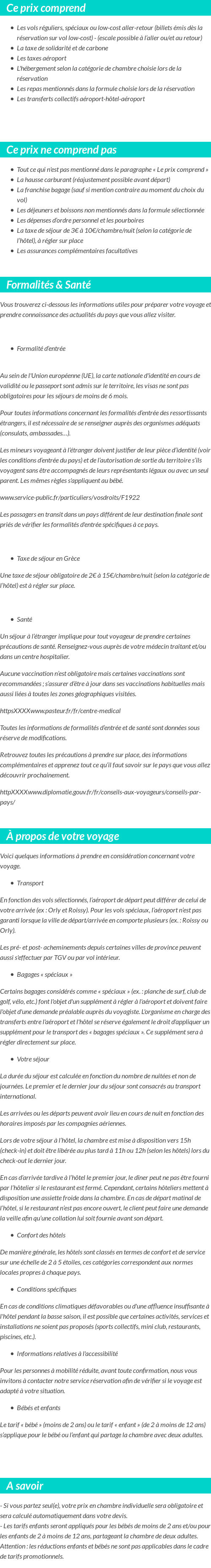 Conditions tarifaires