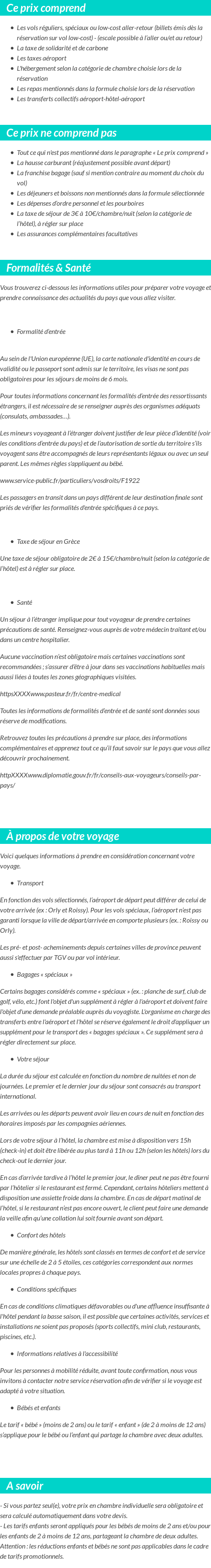Conditions tarifaires