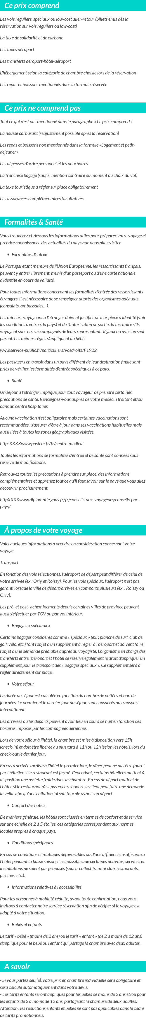 Conditions tarifaires