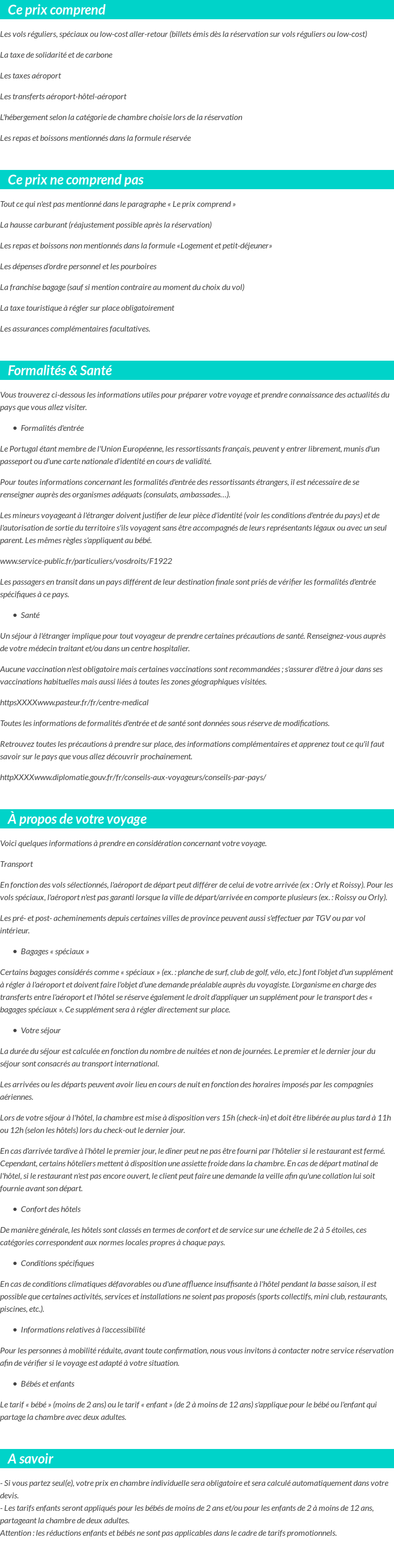 Conditions tarifaires