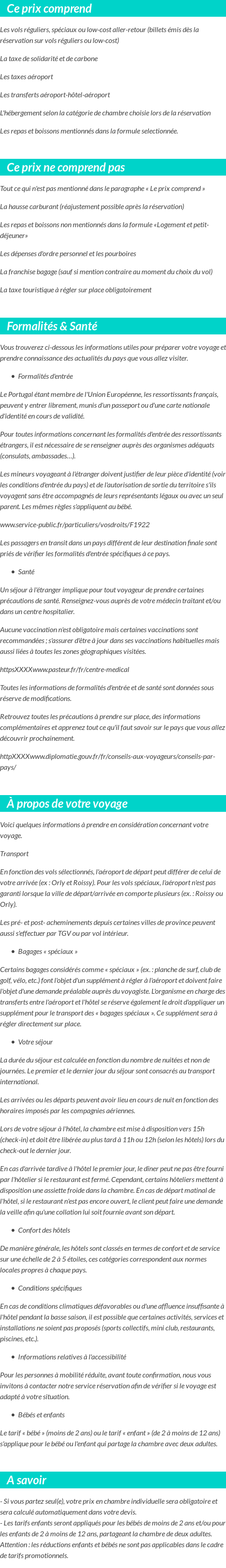 Conditions tarifaires