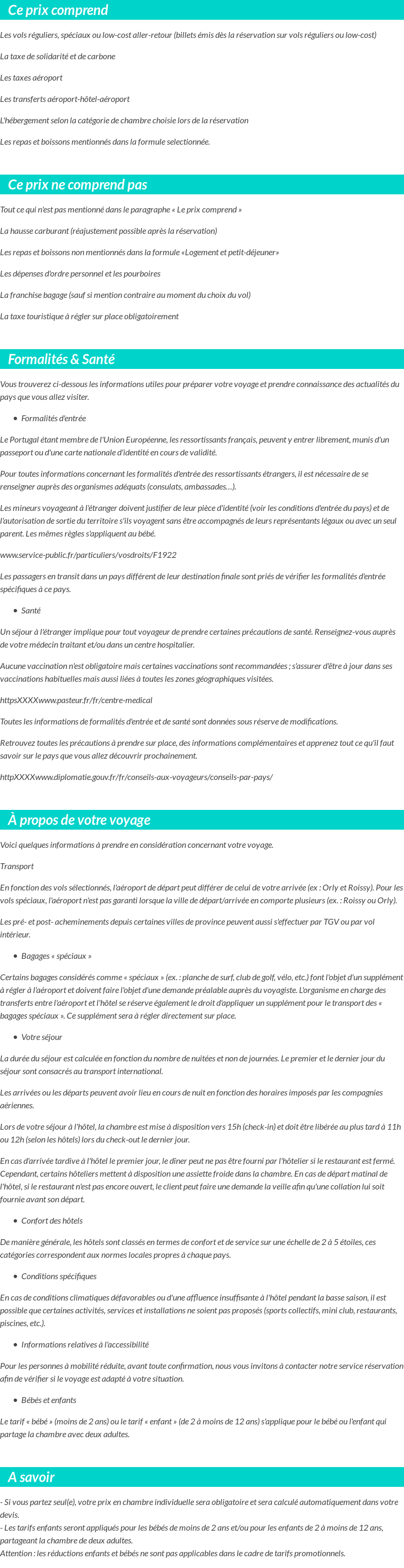 Conditions tarifaires