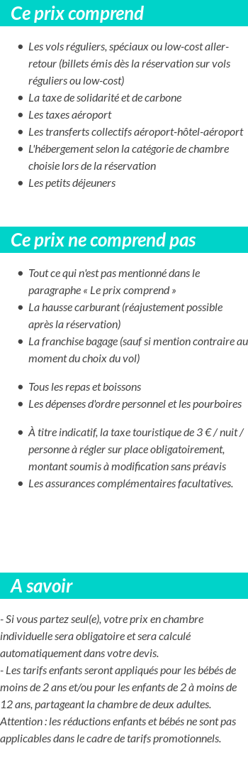 Conditions tarifaires