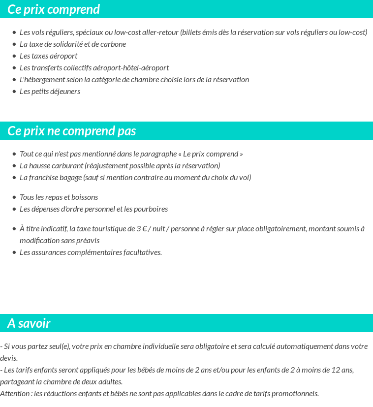 Conditions tarifaires