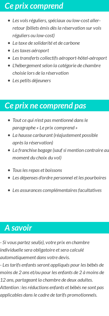 Conditions tarifaires