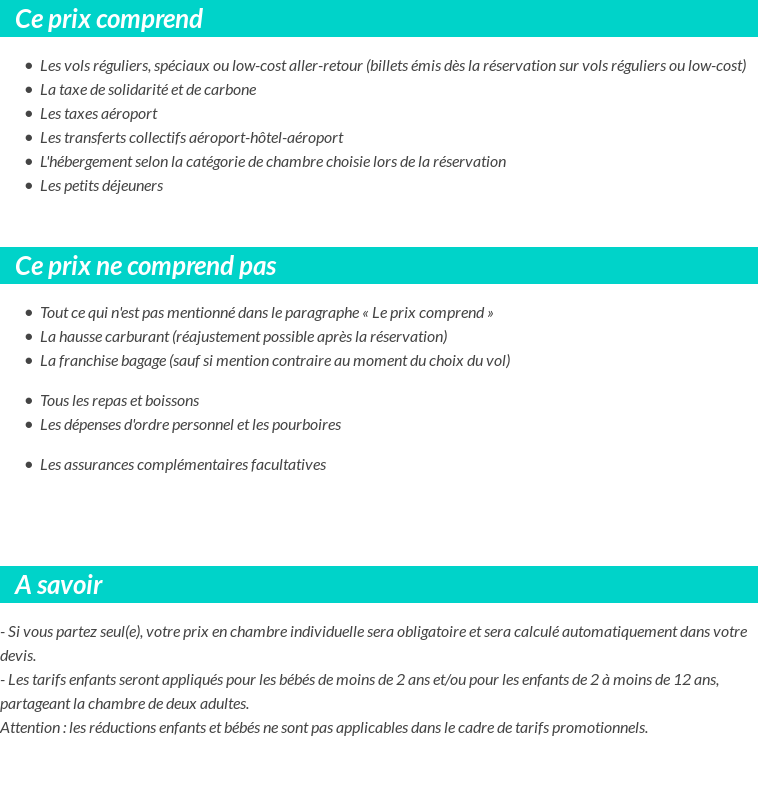 Conditions tarifaires
