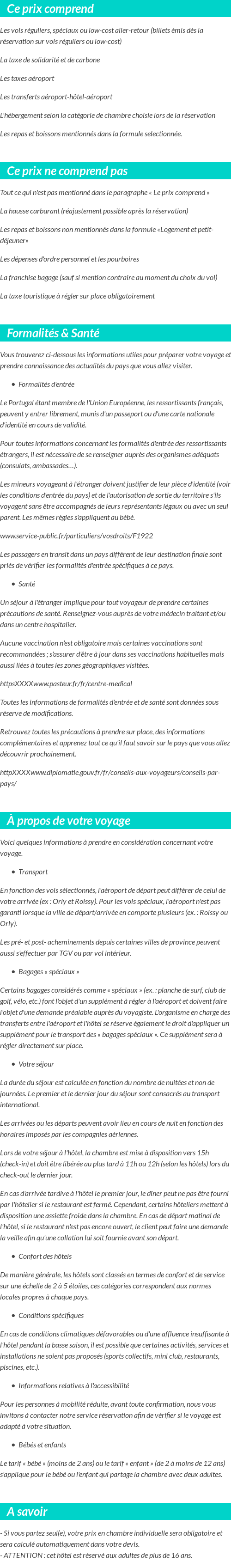Conditions tarifaires