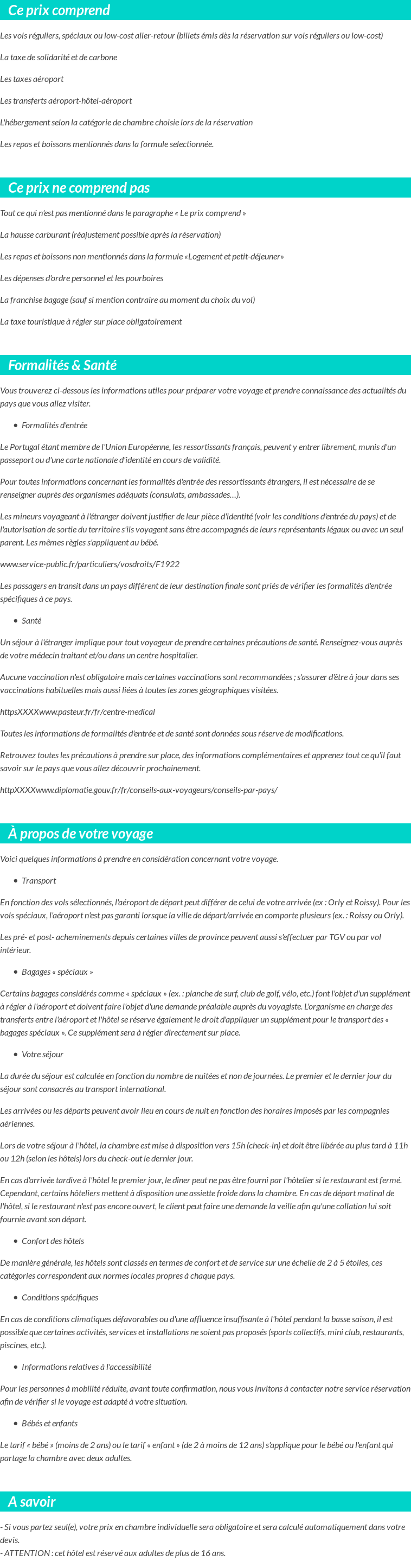 Conditions tarifaires