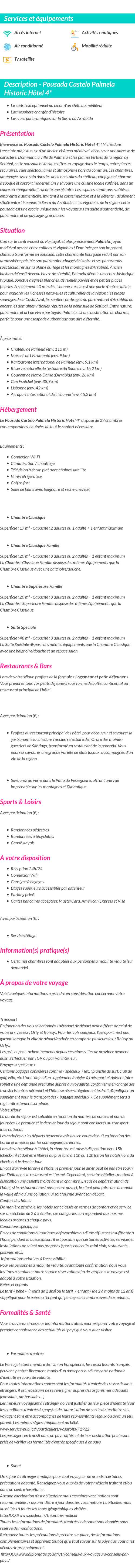 Détails du séjour