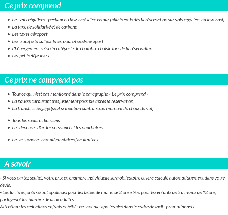 Conditions tarifaires