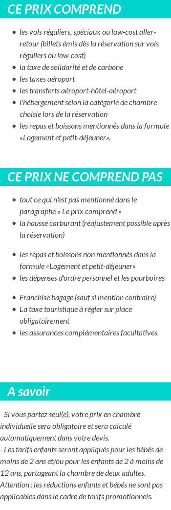 Conditions tarifaires