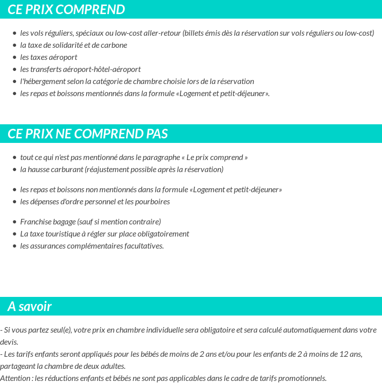 Conditions tarifaires