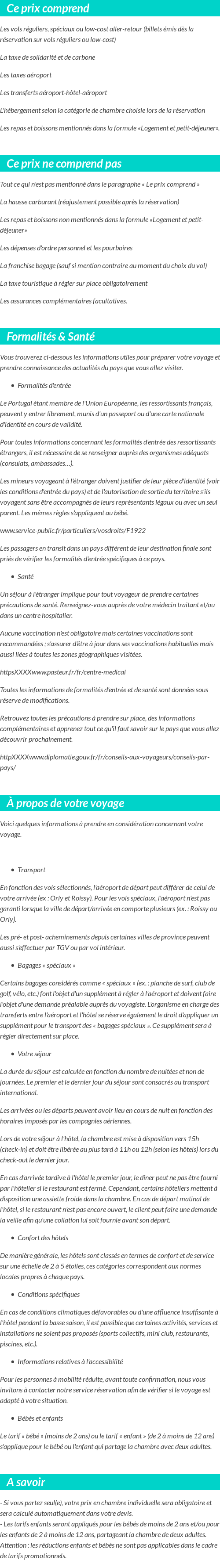 Conditions tarifaires