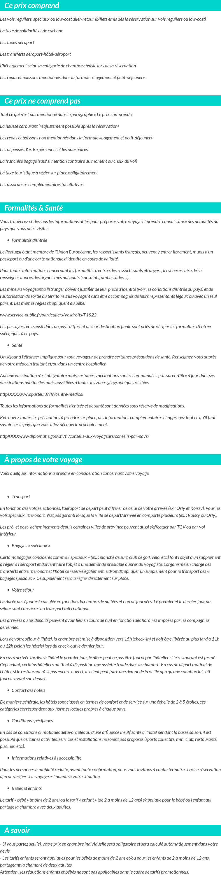 Conditions tarifaires