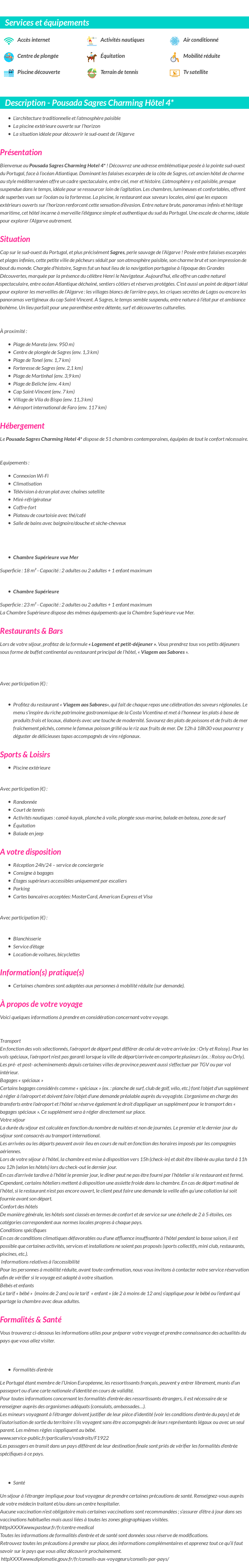 Détails du séjour