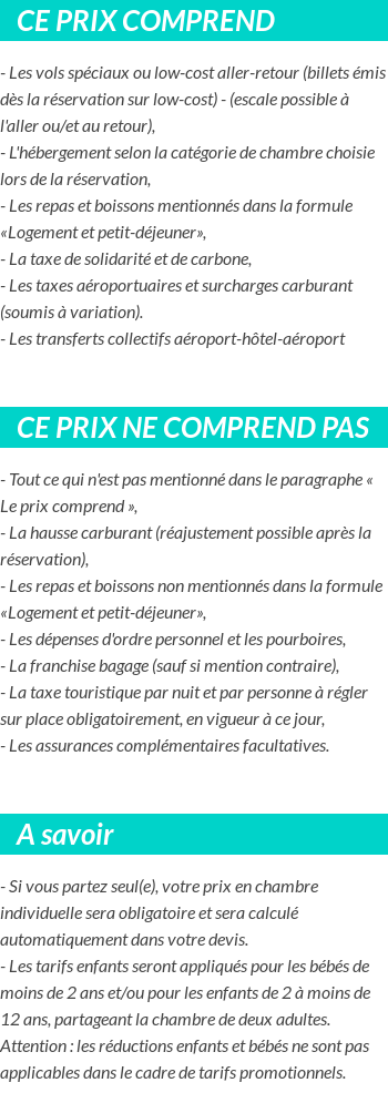 Conditions tarifaires