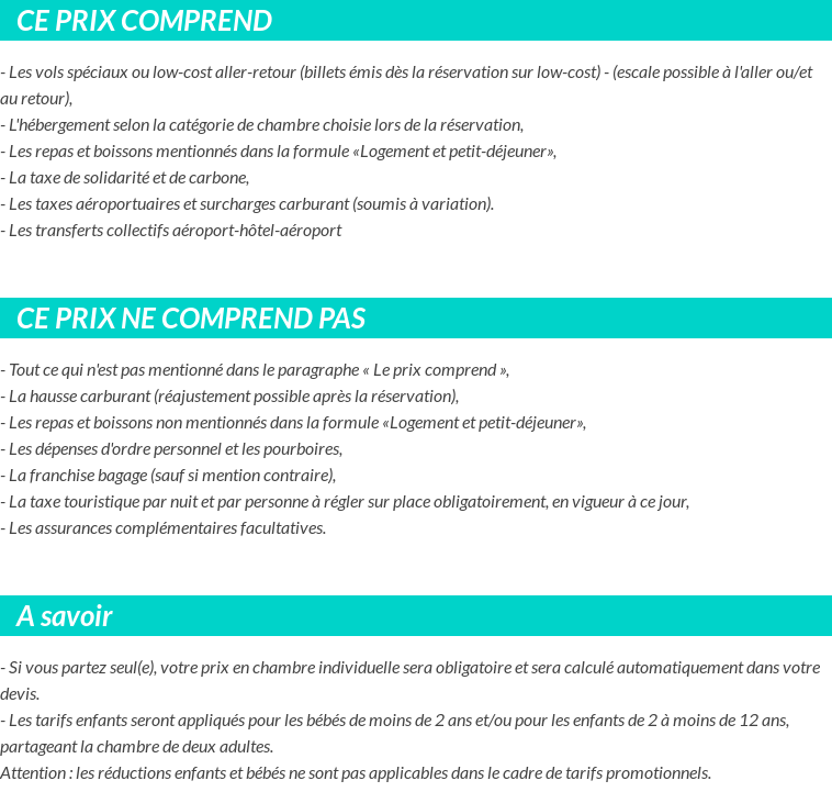 Conditions tarifaires