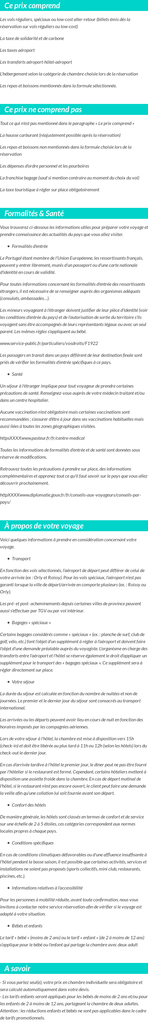 Conditions tarifaires