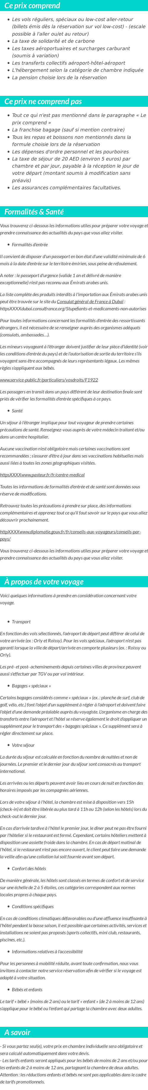 Conditions tarifaires