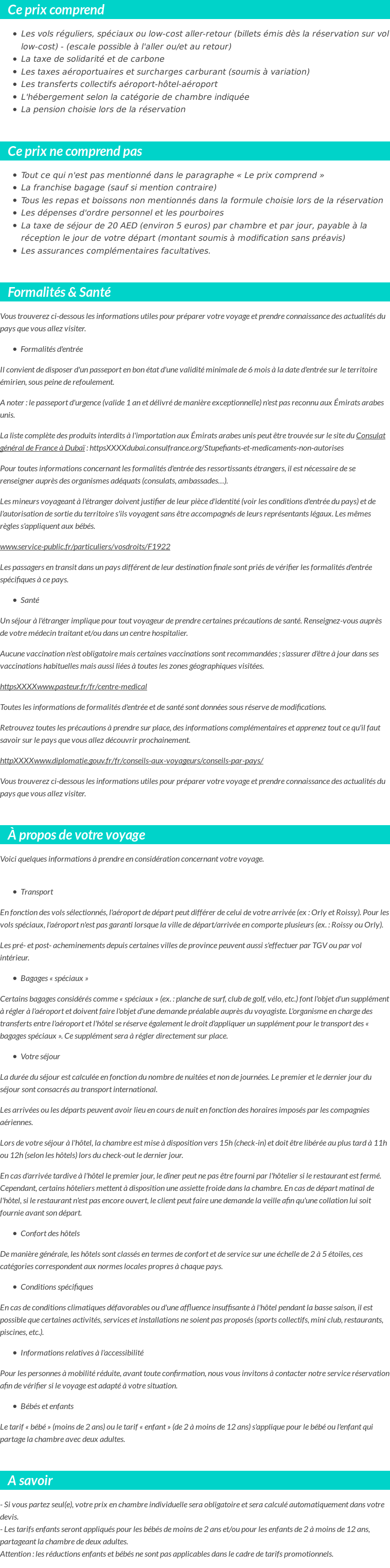Conditions tarifaires