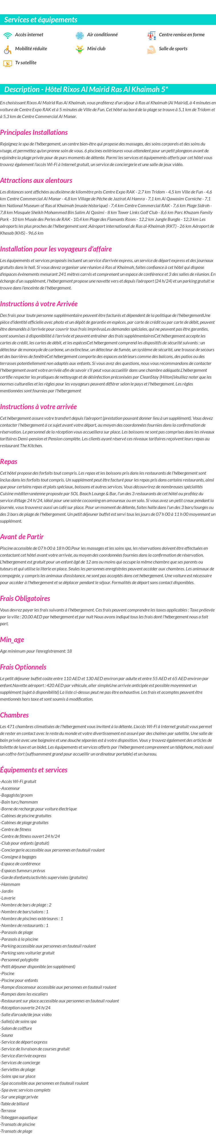 Détails du séjour