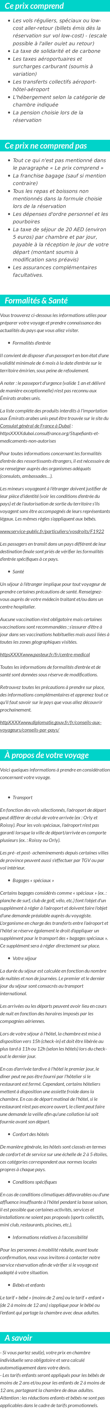 Conditions tarifaires