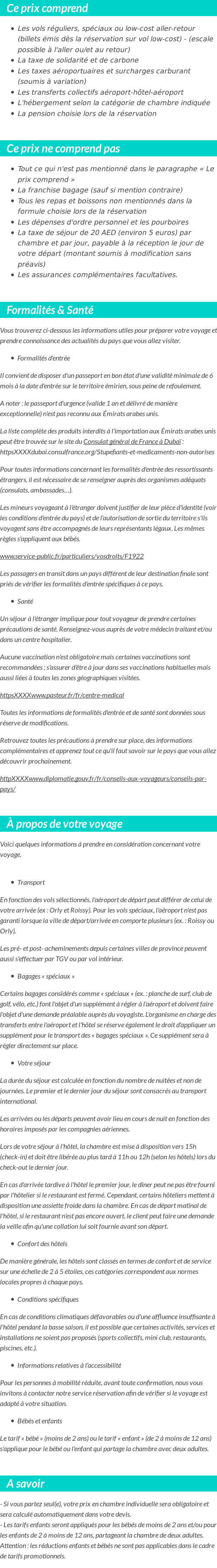 Conditions tarifaires