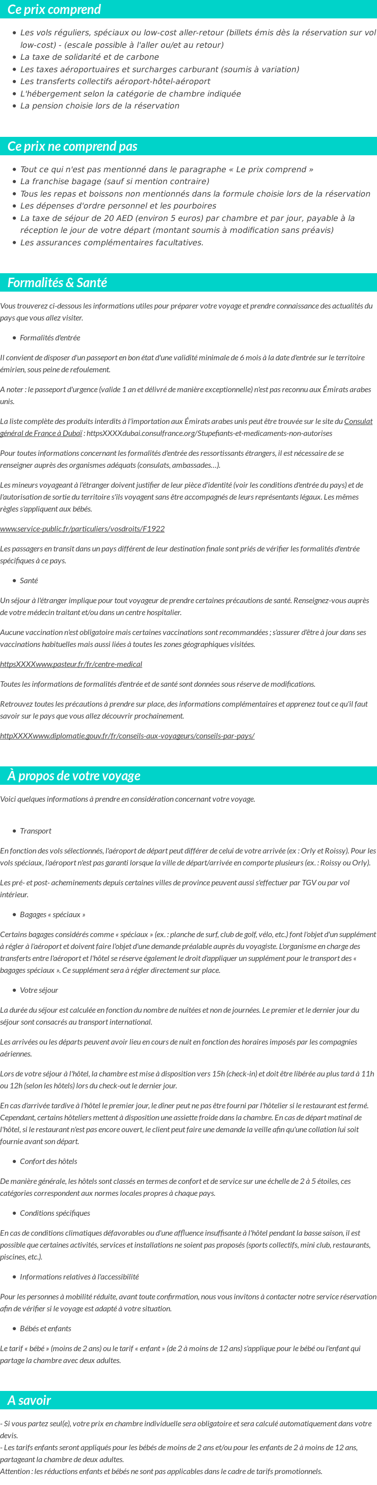 Conditions tarifaires