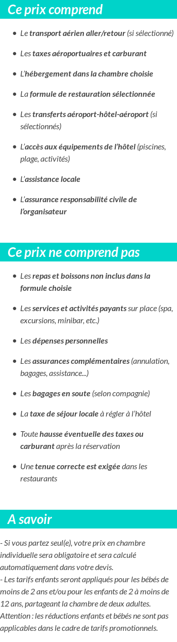 Conditions tarifaires