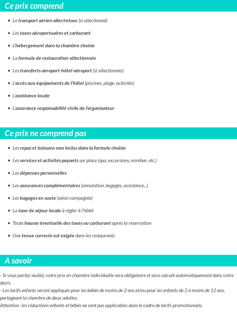 Conditions tarifaires