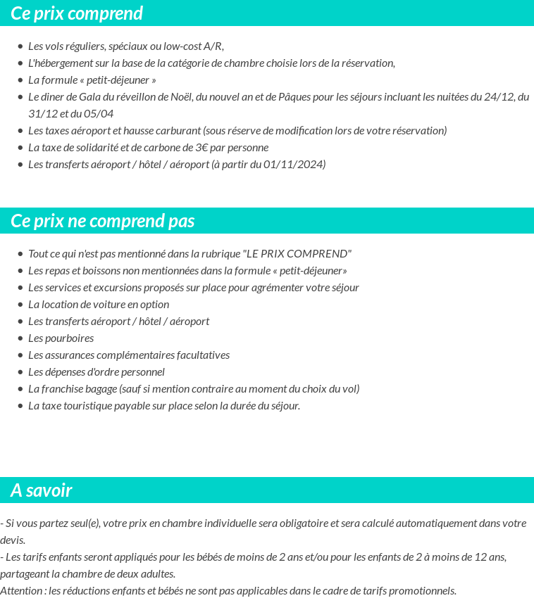 Conditions tarifaires