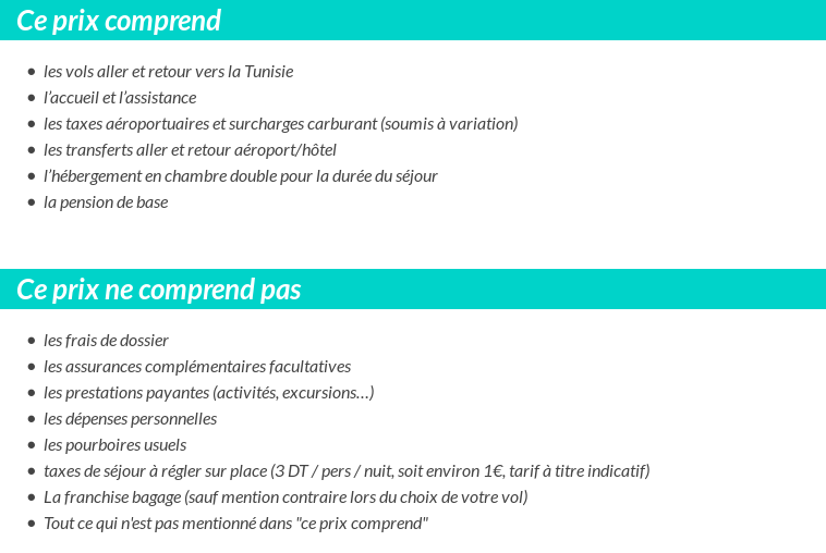 Conditions tarifaires