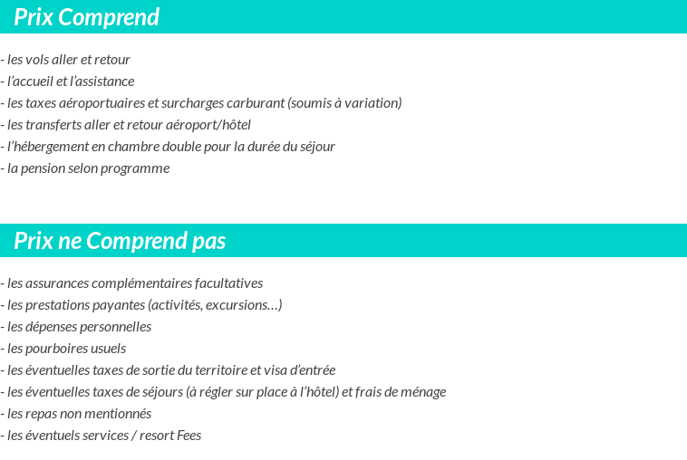 Conditions tarifaires