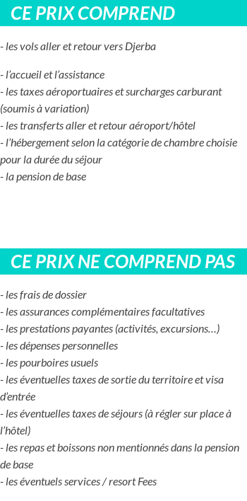 Conditions tarifaires