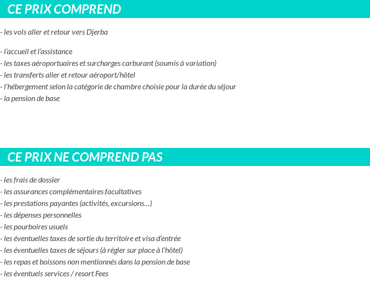 Conditions tarifaires
